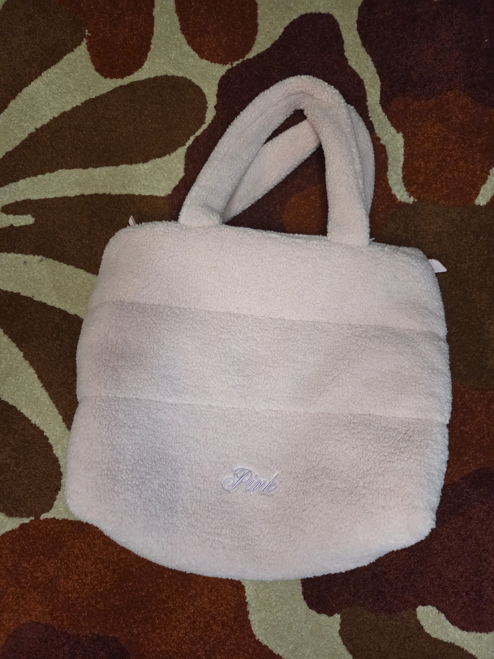 Plush Pale Tote Bag with Embroidered Logo